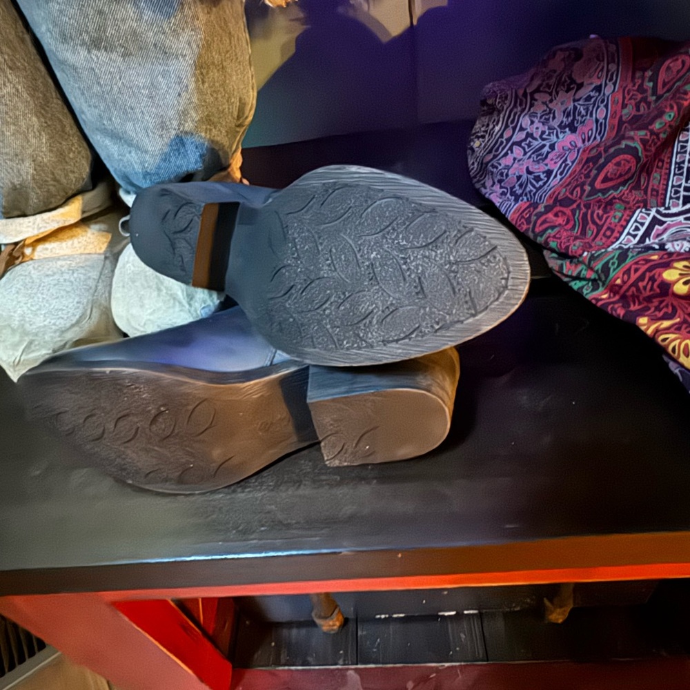 Short, denim blue leather cowboy boots - Picture 4 of 5